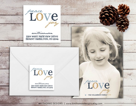 Peace Love Joy Return Address Label: Square Label - Holiday Return Address Label - Christmas Label - Return Address Sticker - WH190 Il_570xn