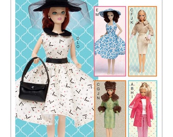 BARBIE CLOTHES PATTERN - Fits 11.5 Inch Dolls / Fancy Dresses -Suit - Play Outfit - Hat - PUrses
