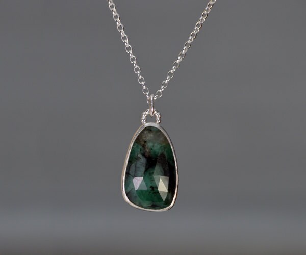 Rose Cut Emerald Necklace