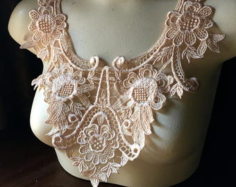 PEACH Lace Applique in Venise Lace for Garments, Costume Design CA 903