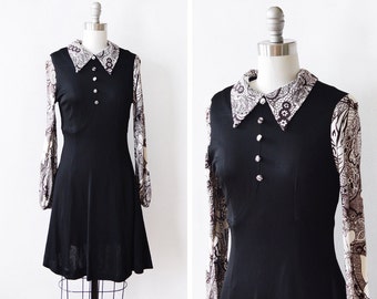 60s mod mini dress, vintage 1960s mod dress, black mod scooter dress, extra small xs