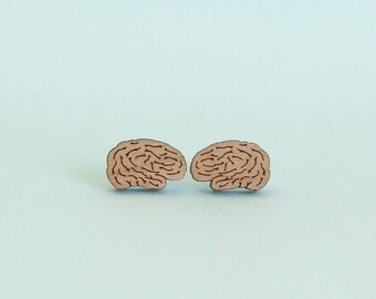 Brain Earrings Laser Cut Wood Medical Jewellery Anatomy Jewelry
