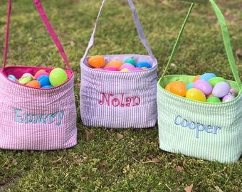Personalized Easter Basket - Easter Bucket - Easter Gift - Camo - Polka Dot - Seersucker - Monogrammed Easter Basket - Boys - Girls