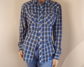 western shirt, plaid shirt, cowboy shirt, pearl snaps, vintage cowboy, authentic westernwear