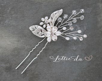 Boho Hair Pin Set, Boho Wedding Silver or Gold Flower Hair Vine, Wedding Hair vine leaves, Wire Hair Comb, Boho Headpiece - 'CALLIE'