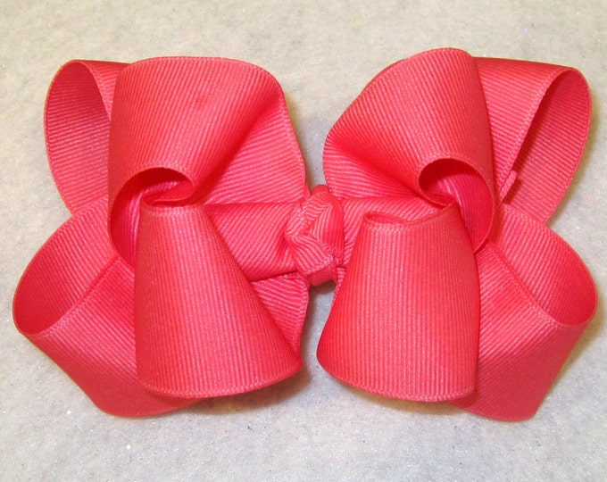 Girls hair Bows, Boutique Hairbows, Bubblegum Pink Bow, Double Layered Bow, Stacked hair Bow, Big Pink Bow, 4 Inch Bow, 5 inch hairbows,