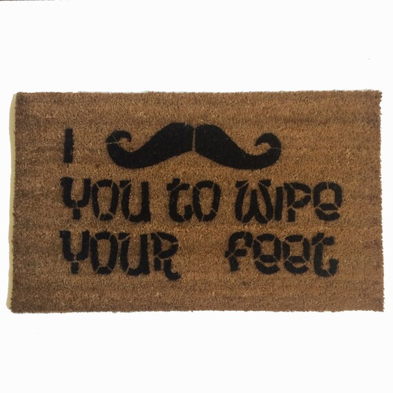 I mustache you to wipe your feet™ funny novelty doormat shoes
