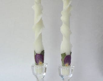 Unique Taper Candles, You Pick Petal Color, Glitter, Beeswax Rose Candles, Wedding Candles, Decorative Candles, Anniversary Gift, Birthday