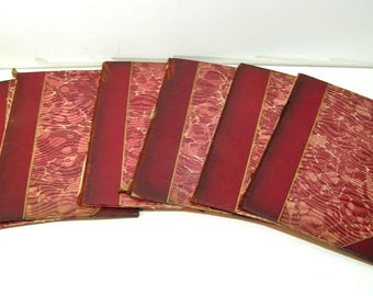 Antique Marbled Book Covers , Burgundy, Three Sets