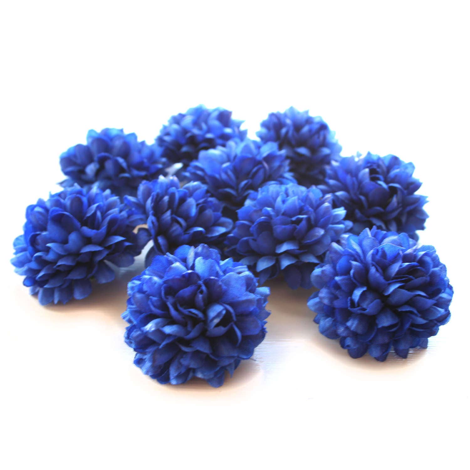 10 Royal Blue Pom Pom Carnations Artificial Flowers