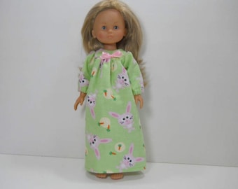 13 inch doll clothes made to fit dolls such as Corolle Les Cheries doll clothes, Green Nightgown with Pink Bunnies, 03-1978