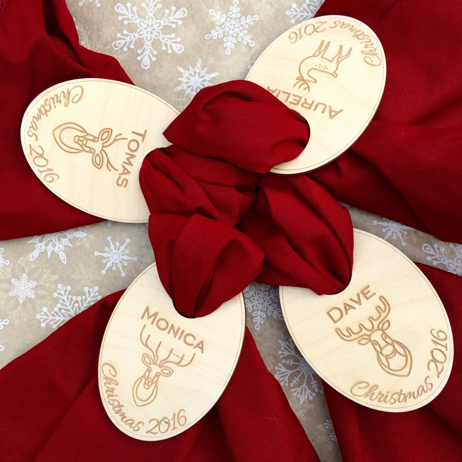Christmas Napkin Rings / Wood Napkin Rings / Personalized