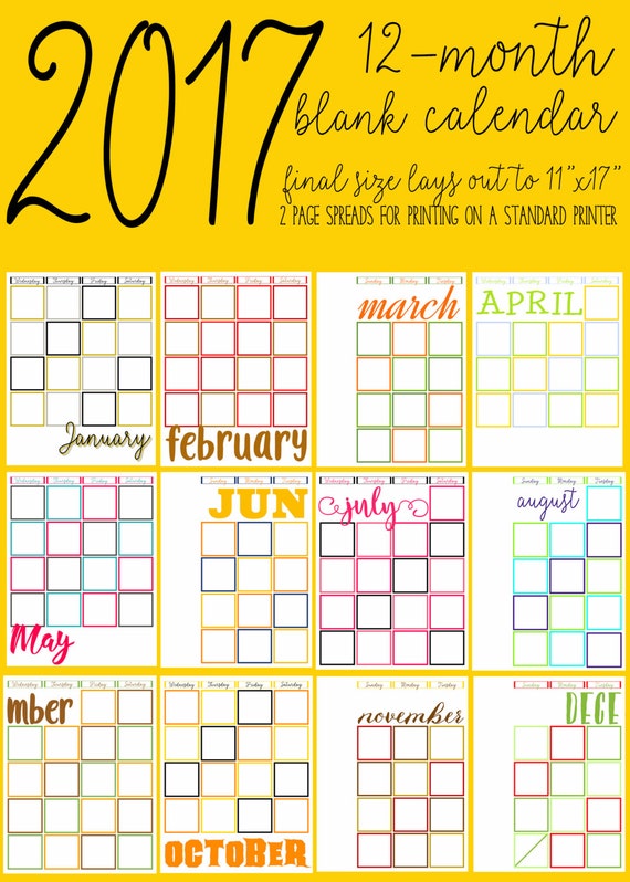 NEW 2017 CALENDARS Calendar Journal Templates Instant