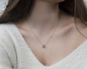 Petite aquamarine necklace, la la land necklace, delicate jewelry March birthstone necklace blue, for girlfriend gift - Natalie