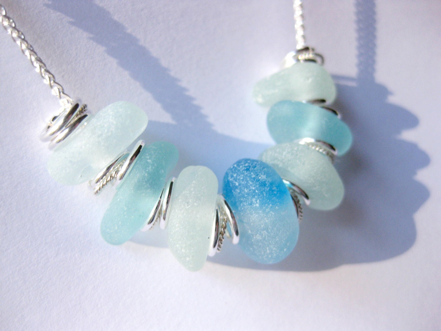 Sterling beach Glass necklace Beach Glass Jewelry statement
