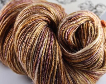 Handspun Yarn Gently Thick and Thin DK Single Merino Bamboo Tussah Silk 'St. Elmo's Fire