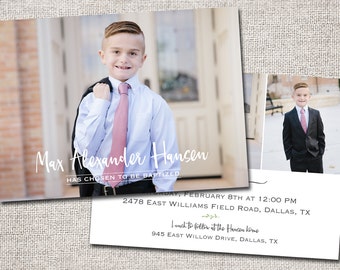 Boy LDS Baptism invitation, baptism invite, girl baptism invitation, photo baptism invitation: PRINTABLE (Max 2 sided baptism invite )