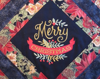 Embroidered Christmas Table Runner, Holiday Table Runner, Merry Christmas, Christmas Table Runner