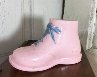 Vintage Pink Bank Baby Bootie Adorable
