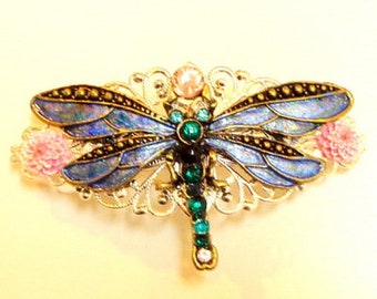 Dragonfly Crystal Barrette, Vintage Style, Hair Jewelry,Bride,Bridesmaids,Prom,Hair Accessories,Swarovski Crystal Barrette,Filigree Barrette