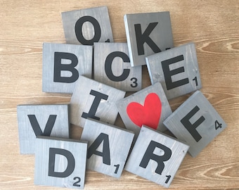 Made to order large rustic scrabble tiles