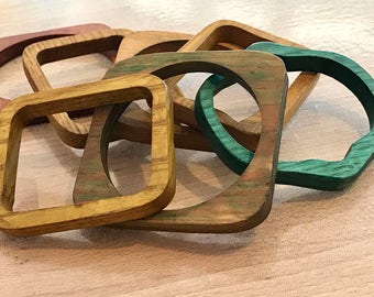 Vintage old wood bangles bracelets