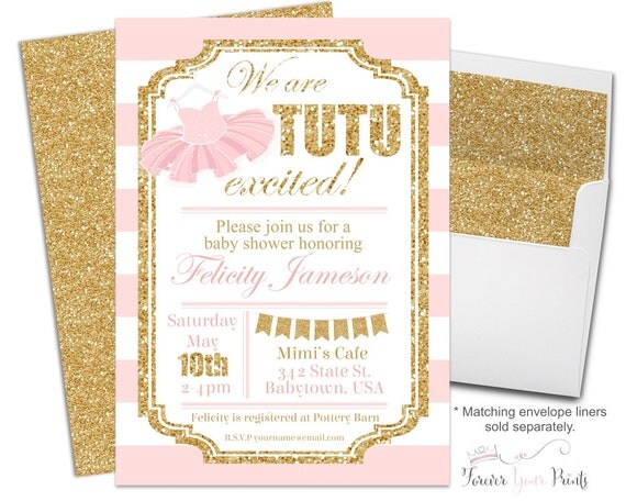 Tutu Baby Shower Invitations, Girls Baby Shower Invitations, Ballerina Baby Shower Invitations, Glitter Baby Shower Invite, Tutu Invite Il_570xn