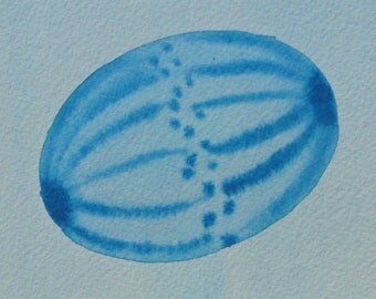 Cell in Mitosis (Blue): Original watercolor of dividing cell