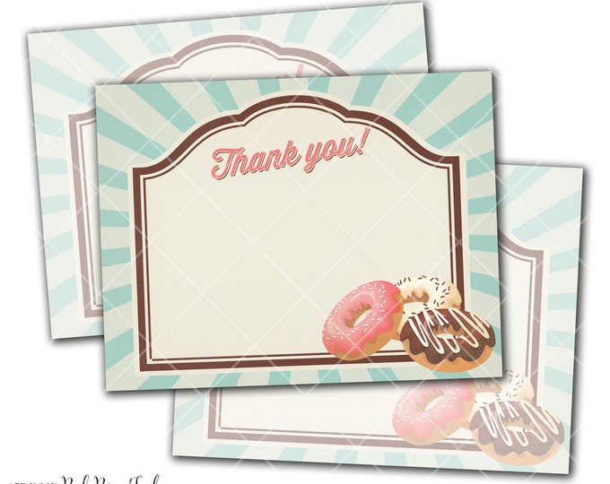 Donut Party Thank You Card, Instant Download, Print Your Own