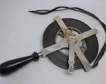 Vintage Lufkin 100 Foot Surveyors Tape - Lufkin Chrome Plated Tape Measure - Lufkin Engineers Tape - Lufkin Tape Measure - Vintage Tool