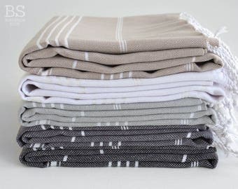 NEW / SALE 50 OFF/ BathStyle / Classic Style Turkish Beach Bath Towel Peshtemal / Beige-White-Gray-Black