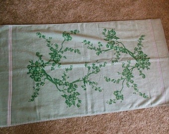 Vintage Green on Green Bath Towel By Tastemaker Stevens Floral Design, 100% Cotton