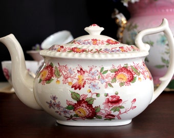 DAMAGED Spode Aster Teapot, Vintage Tea Pot England 13798