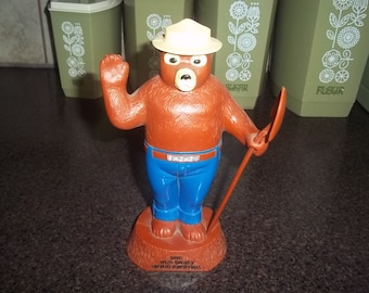 Vintage Smokey the Bear Piggy Bank - Smokey Prevent Forest Fires - Complete with shovel -RARE!