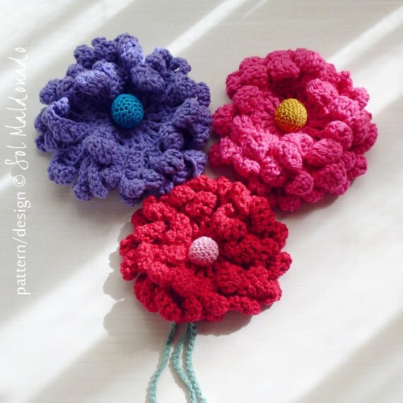 Crochet Flower Pattern PDF - Peony easy, beginner crochet ...