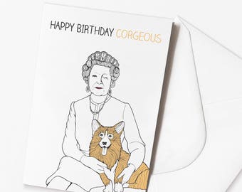 Funny Queen Birthday Card | Corgi Pun | Dog Joke