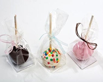 Clear Cake Pop Bags . 24 bags, High Clarity Bags, Flat Bottom Gusset Bags Tall