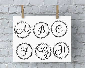 Circle Monogram Font - Circle Monogram SVG - Monogram - Monogram Fonts - Digital Fonts - Cricut Monogram Fonts - Silhouette Files - Alphabet