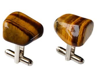 Tiger Eye Cufflinks - Wedding Gift - Handmade - Gift Box Included
