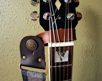 Acoustic Guitar Strap Adapter - Leather Adapter for Guitar Neck