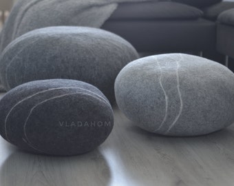 Felted wool stone - Floor cushions - Pouf - Floor pillows - gift for men - gifts for woman - Decorative pillows - Ottoman - Furniture Stone