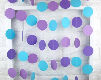 Blue Purple Garlands, Party Decorations, Mermaid Birthday Circle Garlands, Mermaid Backdrop, Girl's Birthday Decor, Baby Shower, Cake Smash