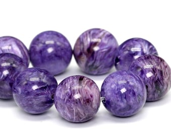 12-13MM Charoite Beads Russia Soft Color Grade AAA Genuine Natural Gemstone Half Strand Round Beads 4" BULK LOT 1,3,5,10 (101427hf-373)