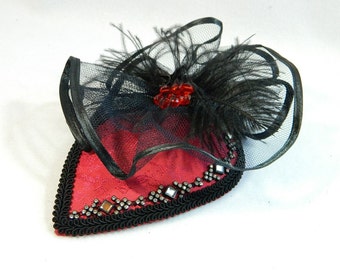 Fascinator red black Teardrop Drop Cocktail Hat Derby Church Gothic Steampunk Formal Wedding Cappelli Bibi Chapeau noir Gatsby 1920 Hat