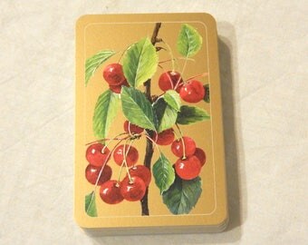 Cherry Fruit on Branch Gold Playing Cards Deck Piatnik Vienna Games Swap Trade Crafts Altered Art Scrapbooking