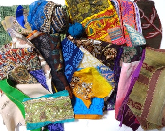 1 lb Destash Remnants Ethnic Fabric Scrap Lot for craft