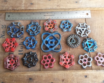 Assemblage of 16 Vintage Gate Valve Handles - Industrial Steampunk Repurpose