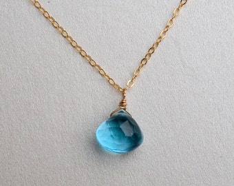 Blue Topaz Necklace, December Birthstone, Capri Blue Topaz, Gemstone Necklace, Healing Gemstone