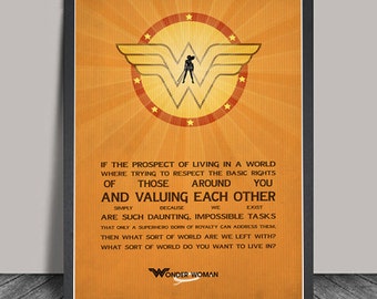 Wonder Women Poster.Wonder Women Print Superheroes Minimalist Superhero Typography,Justice League ,Wall art,,DC Comic Gift,Hero Quote