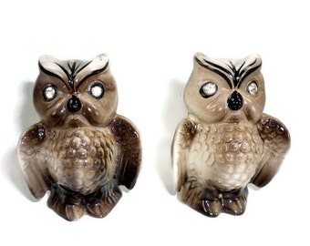 Enesco Owl Salt and Pepper Shakers with Rhinestone Eyes